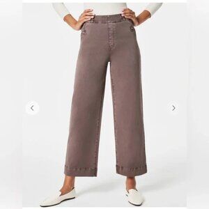 SPANX stretch twill cropped Taupe Wide-Leg Jeans size medium petite new with tag